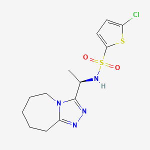 molecular formula C13H17ClN4O2S2 B7681476 5-chloro-N-[(1R)-1-(6,7,8,9-tetrahydro-5H-[1,2,4]triazolo[4,3-a]azepin-3-yl)ethyl]thiophene-2-sulfonamide 