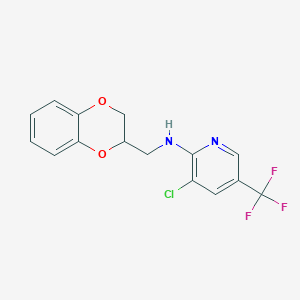 molecular formula C15H12ClF3N2O2 B7681485 3-chloro-N-(2,3-dihydro-1,4-benzodioxin-3-ylmethyl)-5-(trifluoromethyl)pyridin-2-amine 
