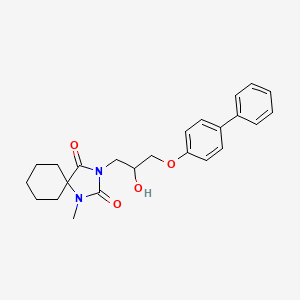 molecular formula C24H28N2O4 B7681493 3-[2-Hydroxy-3-(4-phenylphenoxy)propyl]-1-methyl-1,3-diazaspiro[4.5]decane-2,4-dione 