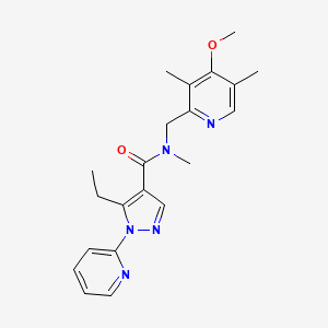 molecular formula C21H25N5O2 B7681499 5-ethyl-N-[(4-methoxy-3,5-dimethylpyridin-2-yl)methyl]-N-methyl-1-pyridin-2-ylpyrazole-4-carboxamide 