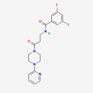 molecular formula C19H20F2N4O2 B7681522 3,5-difluoro-N-[3-oxo-3-(4-pyridin-2-ylpiperazin-1-yl)propyl]benzamide 