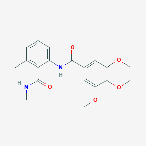 molecular formula C19H20N2O5 B7681524 5-methoxy-N-[3-methyl-2-(methylcarbamoyl)phenyl]-2,3-dihydro-1,4-benzodioxine-7-carboxamide 