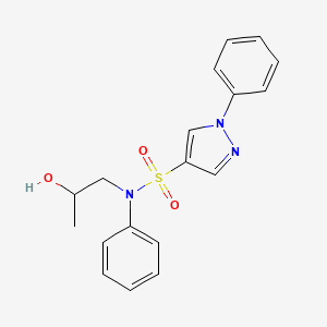 molecular formula C18H19N3O3S B7681532 N-(2-hydroxypropyl)-N,1-diphenylpyrazole-4-sulfonamide 