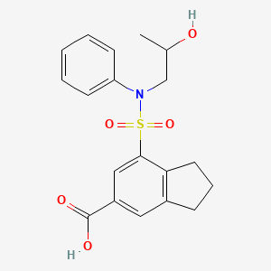 molecular formula C19H21NO5S B7681534 7-[2-hydroxypropyl(phenyl)sulfamoyl]-2,3-dihydro-1H-indene-5-carboxylic acid 