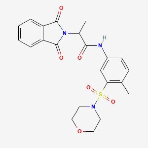 molecular formula C22H23N3O6S B7681569 2-(1,3-dioxoisoindol-2-yl)-N-(4-methyl-3-morpholin-4-ylsulfonylphenyl)propanamide 