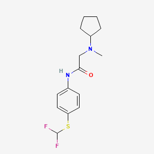 molecular formula C15H20F2N2OS B7681581 2-[cyclopentyl(methyl)amino]-N-[4-(difluoromethylsulfanyl)phenyl]acetamide 
