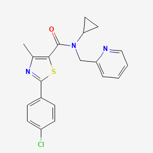 molecular formula C20H18ClN3OS B7681588 2-(4-chlorophenyl)-N-cyclopropyl-4-methyl-N-(pyridin-2-ylmethyl)-1,3-thiazole-5-carboxamide 