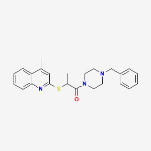 molecular formula C24H27N3OS B7681623 1-(4-Benzylpiperazin-1-yl)-2-(4-methylquinolin-2-yl)sulfanylpropan-1-one 