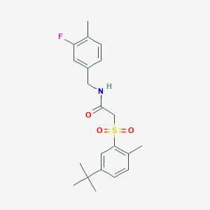 molecular formula C21H26FNO3S B7681637 2-(5-tert-butyl-2-methylphenyl)sulfonyl-N-[(3-fluoro-4-methylphenyl)methyl]acetamide 