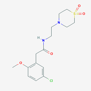molecular formula C15H21ClN2O4S B7681641 2-(5-chloro-2-methoxyphenyl)-N-[2-(1,1-dioxo-1,4-thiazinan-4-yl)ethyl]acetamide 