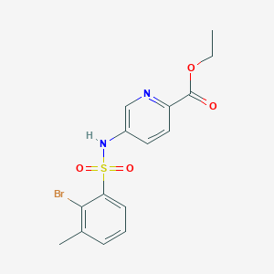 molecular formula C15H15BrN2O4S B7681687 Ethyl 5-[(2-bromo-3-methylphenyl)sulfonylamino]pyridine-2-carboxylate 
