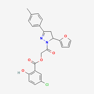 molecular formula C23H19ClN2O5 B7681703 [2-[3-(Furan-2-yl)-5-(4-methylphenyl)-3,4-dihydropyrazol-2-yl]-2-oxoethyl] 5-chloro-2-hydroxybenzoate 