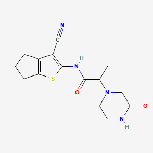 molecular formula C15H18N4O2S B7681704 N-(3-cyano-5,6-dihydro-4H-cyclopenta[b]thiophen-2-yl)-2-(3-oxopiperazin-1-yl)propanamide 