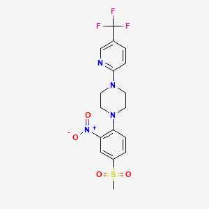 molecular formula C17H17F3N4O4S B7681715 1-(4-Methylsulfonyl-2-nitrophenyl)-4-[5-(trifluoromethyl)pyridin-2-yl]piperazine 