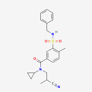 molecular formula C22H25N3O3S B7681718 3-(benzylsulfamoyl)-N-(2-cyanopropyl)-N-cyclopropyl-4-methylbenzamide 
