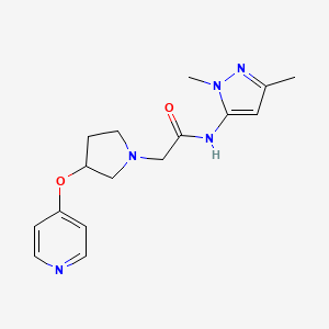 molecular formula C16H21N5O2 B7681735 N-(2,5-dimethylpyrazol-3-yl)-2-(3-pyridin-4-yloxypyrrolidin-1-yl)acetamide 