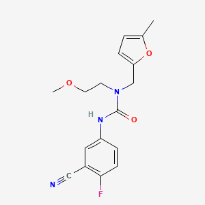 molecular formula C17H18FN3O3 B7681752 3-(3-Cyano-4-fluorophenyl)-1-(2-methoxyethyl)-1-[(5-methylfuran-2-yl)methyl]urea 