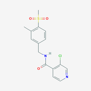 molecular formula C15H15ClN2O3S B7681760 3-chloro-N-[(3-methyl-4-methylsulfonylphenyl)methyl]pyridine-4-carboxamide 
