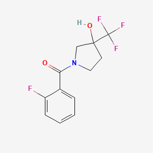 molecular formula C12H11F4NO2 B7681776 (2-Fluorophenyl)-[3-hydroxy-3-(trifluoromethyl)pyrrolidin-1-yl]methanone 