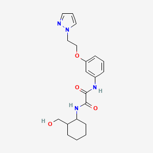 molecular formula C20H26N4O4 B7681811 N-[2-(hydroxymethyl)cyclohexyl]-N'-[3-(2-pyrazol-1-ylethoxy)phenyl]oxamide 