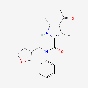 molecular formula C20H24N2O3 B7681834 4-acetyl-3,5-dimethyl-N-(oxolan-3-ylmethyl)-N-phenyl-1H-pyrrole-2-carboxamide 