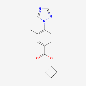 molecular formula C14H15N3O2 B7681848 Cyclobutyl 3-methyl-4-(1,2,4-triazol-1-yl)benzoate 