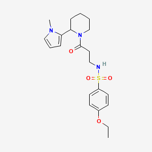 molecular formula C21H29N3O4S B7681855 4-ethoxy-N-[3-[2-(1-methylpyrrol-2-yl)piperidin-1-yl]-3-oxopropyl]benzenesulfonamide 