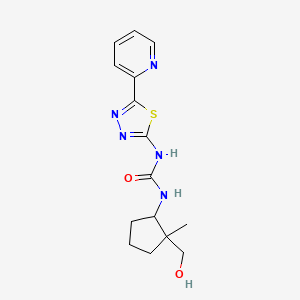 molecular formula C15H19N5O2S B7681871 1-[2-(Hydroxymethyl)-2-methylcyclopentyl]-3-(5-pyridin-2-yl-1,3,4-thiadiazol-2-yl)urea 