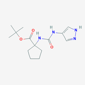 molecular formula C14H22N4O3 B7681891 tert-butyl 1-(1H-pyrazol-4-ylcarbamoylamino)cyclopentane-1-carboxylate 