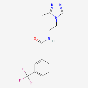 molecular formula C16H19F3N4O B7681902 2-methyl-N-[2-(3-methyl-1,2,4-triazol-4-yl)ethyl]-2-[3-(trifluoromethyl)phenyl]propanamide 