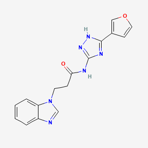 molecular formula C16H14N6O2 B7681910 3-(benzimidazol-1-yl)-N-[5-(furan-3-yl)-1H-1,2,4-triazol-3-yl]propanamide 