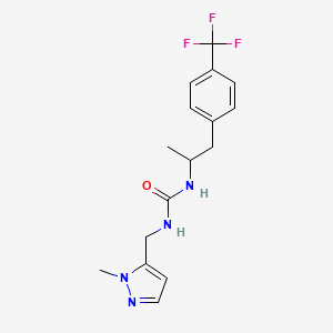 molecular formula C16H19F3N4O B7681920 1-[(2-Methylpyrazol-3-yl)methyl]-3-[1-[4-(trifluoromethyl)phenyl]propan-2-yl]urea 