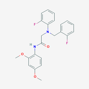 N-(2,4-dimethoxyphenyl)-2-[2-fluoro-N-[(2-fluorophenyl)methyl]anilino]acetamide