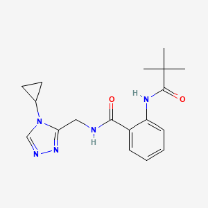 molecular formula C18H23N5O2 B7681937 N-[(4-cyclopropyl-1,2,4-triazol-3-yl)methyl]-2-(2,2-dimethylpropanoylamino)benzamide 