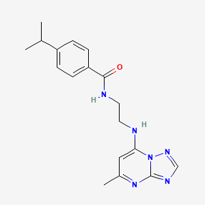 molecular formula C18H22N6O B7681951 N-[2-[(5-methyl-[1,2,4]triazolo[1,5-a]pyrimidin-7-yl)amino]ethyl]-4-propan-2-ylbenzamide 