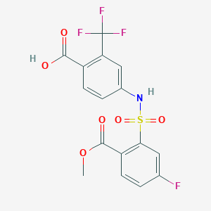 molecular formula C16H11F4NO6S B7682006 4-[(5-Fluoro-2-methoxycarbonylphenyl)sulfonylamino]-2-(trifluoromethyl)benzoic acid 