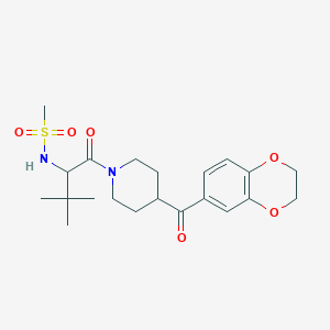 molecular formula C21H30N2O6S B7682030 N-[1-[4-(2,3-dihydro-1,4-benzodioxine-6-carbonyl)piperidin-1-yl]-3,3-dimethyl-1-oxobutan-2-yl]methanesulfonamide 