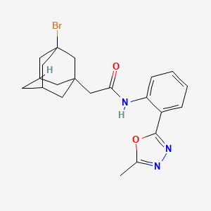 molecular formula C21H24BrN3O2 B7682033 2-(3-bromo-1-adamantyl)-N-[2-(5-methyl-1,3,4-oxadiazol-2-yl)phenyl]acetamide 