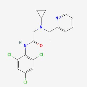 molecular formula C18H18Cl3N3O B7682050 2-[cyclopropyl(1-pyridin-2-ylethyl)amino]-N-(2,4,6-trichlorophenyl)acetamide 