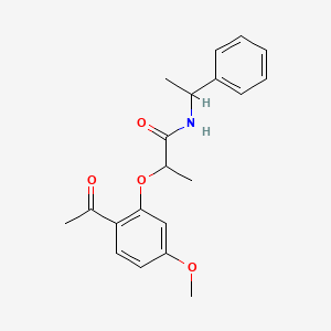molecular formula C20H23NO4 B7682065 2-(2-acetyl-5-methoxyphenoxy)-N-(1-phenylethyl)propanamide 