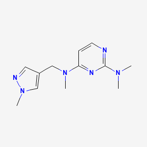 molecular formula C12H18N6 B7682079 2-N,2-N,4-N-trimethyl-4-N-[(1-methylpyrazol-4-yl)methyl]pyrimidine-2,4-diamine 