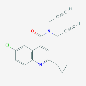 molecular formula C19H15ClN2O B7682093 6-chloro-2-cyclopropyl-N,N-bis(prop-2-ynyl)quinoline-4-carboxamide 