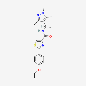 molecular formula C20H24N4O2S B7682102 2-(4-ethoxyphenyl)-N-[1-(1,3,5-trimethylpyrazol-4-yl)ethyl]-1,3-thiazole-4-carboxamide 
