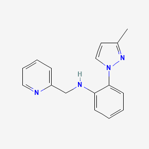 molecular formula C16H16N4 B7682127 2-(3-methylpyrazol-1-yl)-N-(pyridin-2-ylmethyl)aniline 