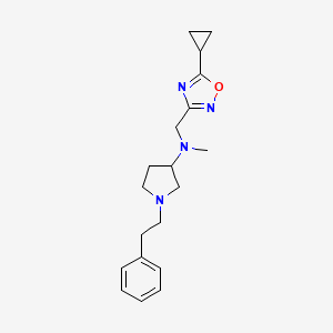 molecular formula C19H26N4O B7682140 N-[(5-cyclopropyl-1,2,4-oxadiazol-3-yl)methyl]-N-methyl-1-(2-phenylethyl)pyrrolidin-3-amine 