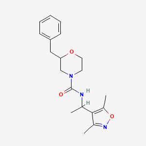 molecular formula C19H25N3O3 B7682154 2-benzyl-N-[1-(3,5-dimethyl-1,2-oxazol-4-yl)ethyl]morpholine-4-carboxamide 