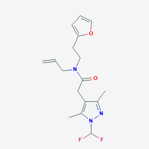 molecular formula C17H21F2N3O2 B7682169 2-[1-(difluoromethyl)-3,5-dimethylpyrazol-4-yl]-N-[2-(furan-2-yl)ethyl]-N-prop-2-enylacetamide 