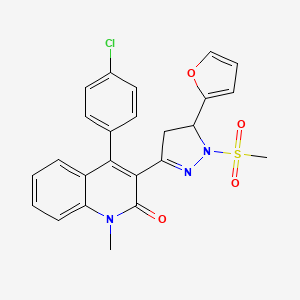 molecular formula C24H20ClN3O4S B7682201 4-(4-Chlorophenyl)-3-[3-(furan-2-yl)-2-methylsulfonyl-3,4-dihydropyrazol-5-yl]-1-methylquinolin-2-one 