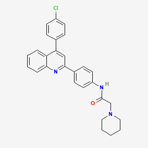 molecular formula C28H26ClN3O B7682208 N-[4-[4-(4-chlorophenyl)quinolin-2-yl]phenyl]-2-piperidin-1-ylacetamide 
