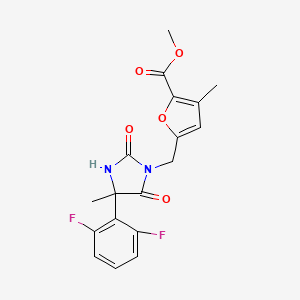 molecular formula C18H16F2N2O5 B7682214 Methyl 5-[[4-(2,6-difluorophenyl)-4-methyl-2,5-dioxoimidazolidin-1-yl]methyl]-3-methylfuran-2-carboxylate 